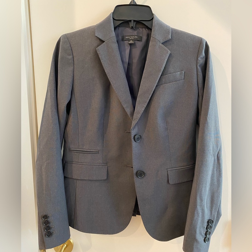 Ann Taylor tropical wool grey blazer 00P